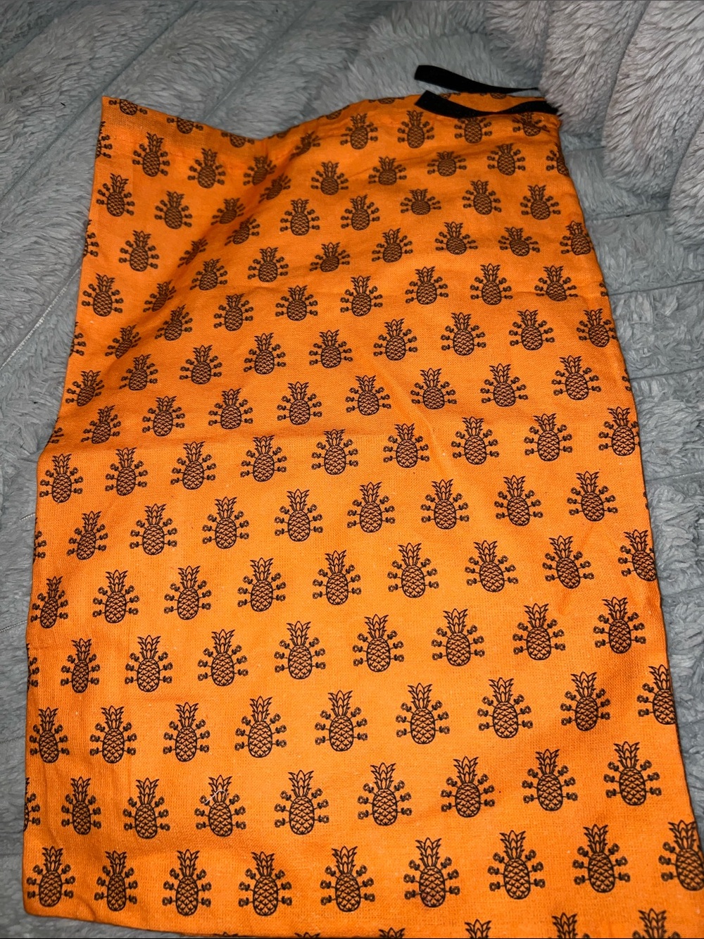 Orange Pineapple-Print Shoe Bag